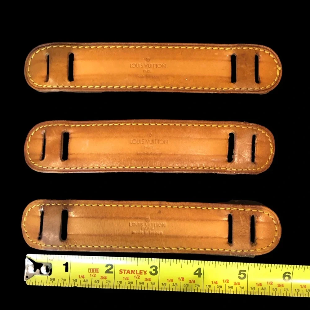 LOUIS VUITTON Tan Vachetta Leather Strap Pads with Yellow Stitching 1 per Order